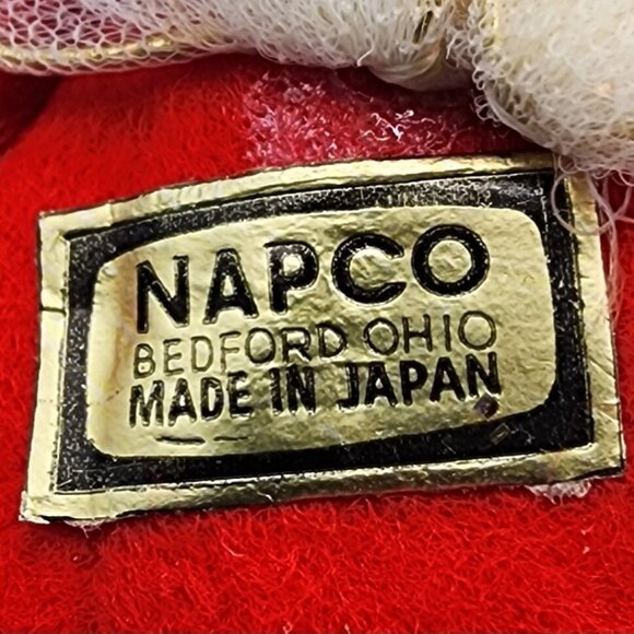 Vintage 1950s Napco Red Hair Pixie Angel Ornament • Felt Elf Japan • Gold Tinsel - Picture 3 of 9